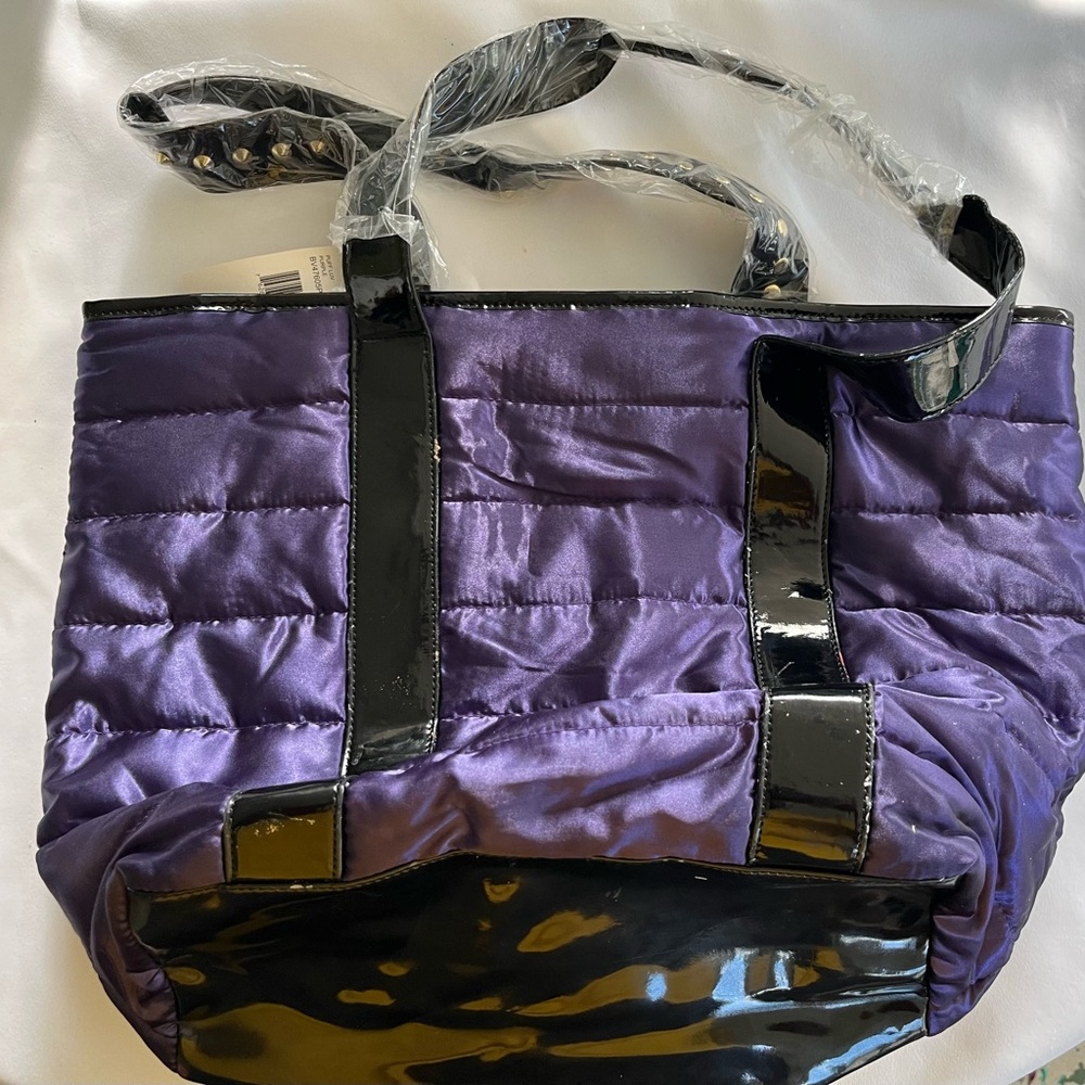 Betsey Johnson Purple Tote with Black Studded Straps - Picture 4 of 6